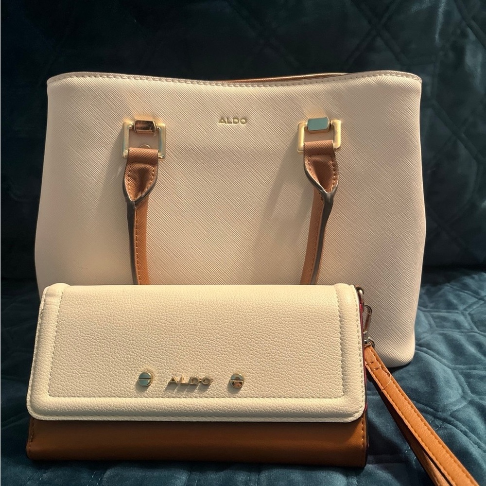 Aldo Cream And Tan Women's Bag Set - image 1